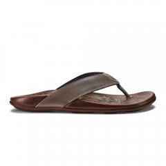 Mekila Men's Leather Beach Sandals - Charcoal / Toffee