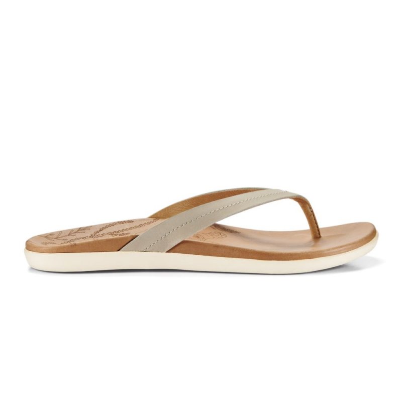 Honu Women's Leather Flip Flops - Tapa / Golden Sand